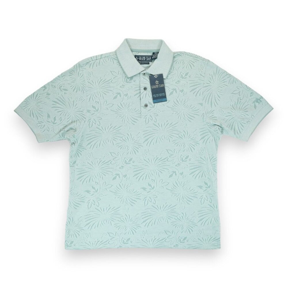 NWT Grand Slam Men's Performance Polo Shirt Short Sleeve Dry Knit Floral Pattern